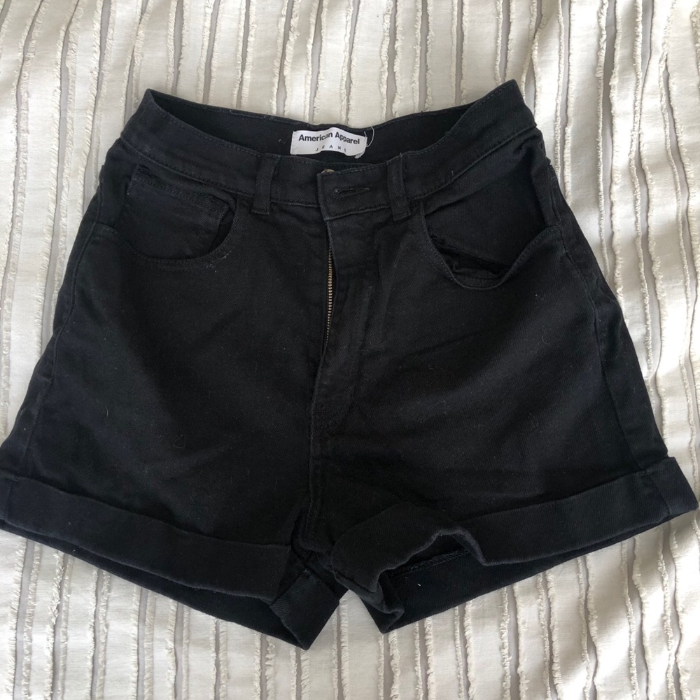 American Apparel Black Denim Shorts